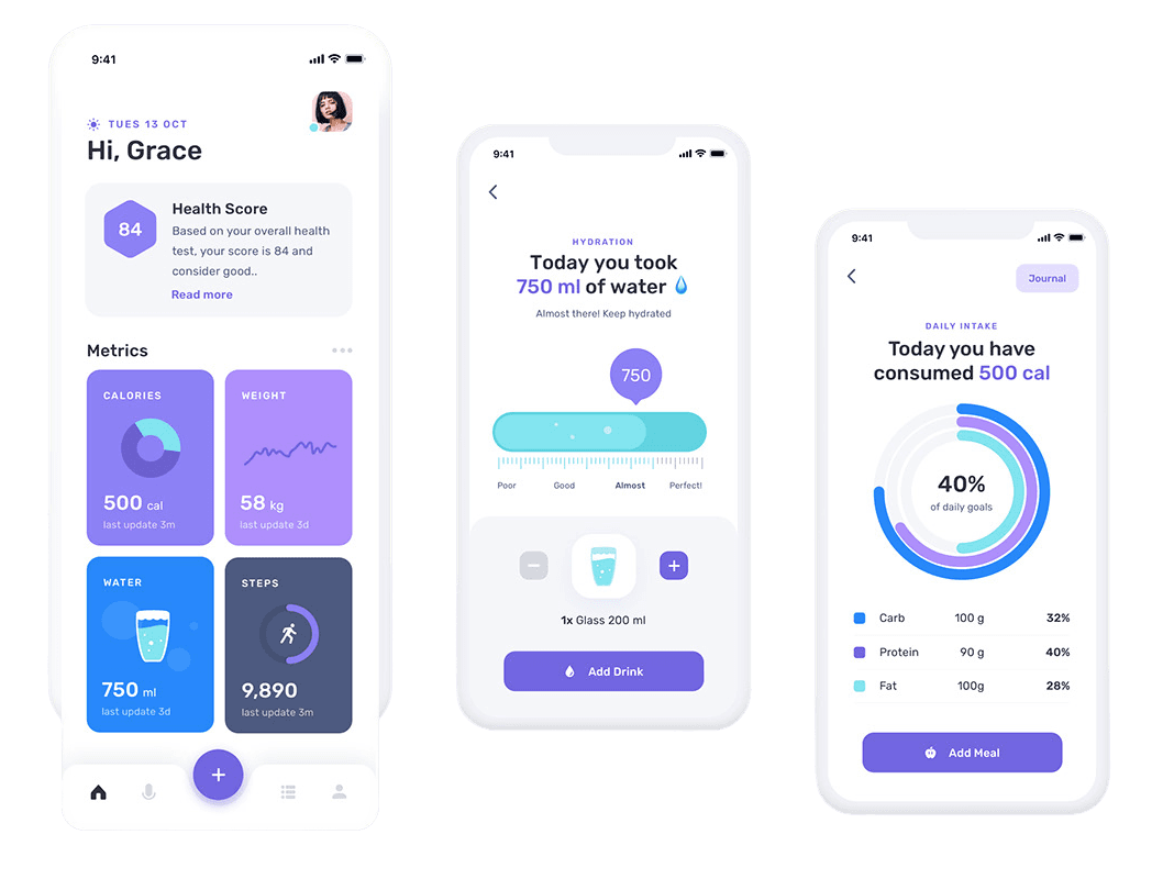 Activity tracking and health score interface