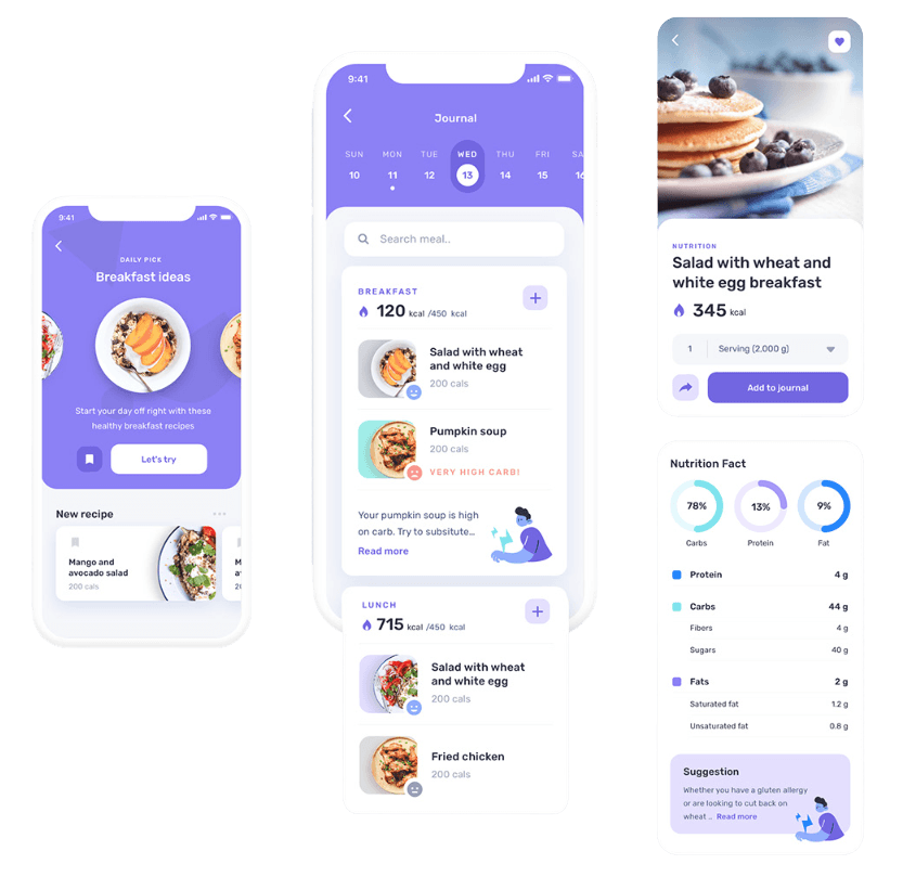 Food journal interface design