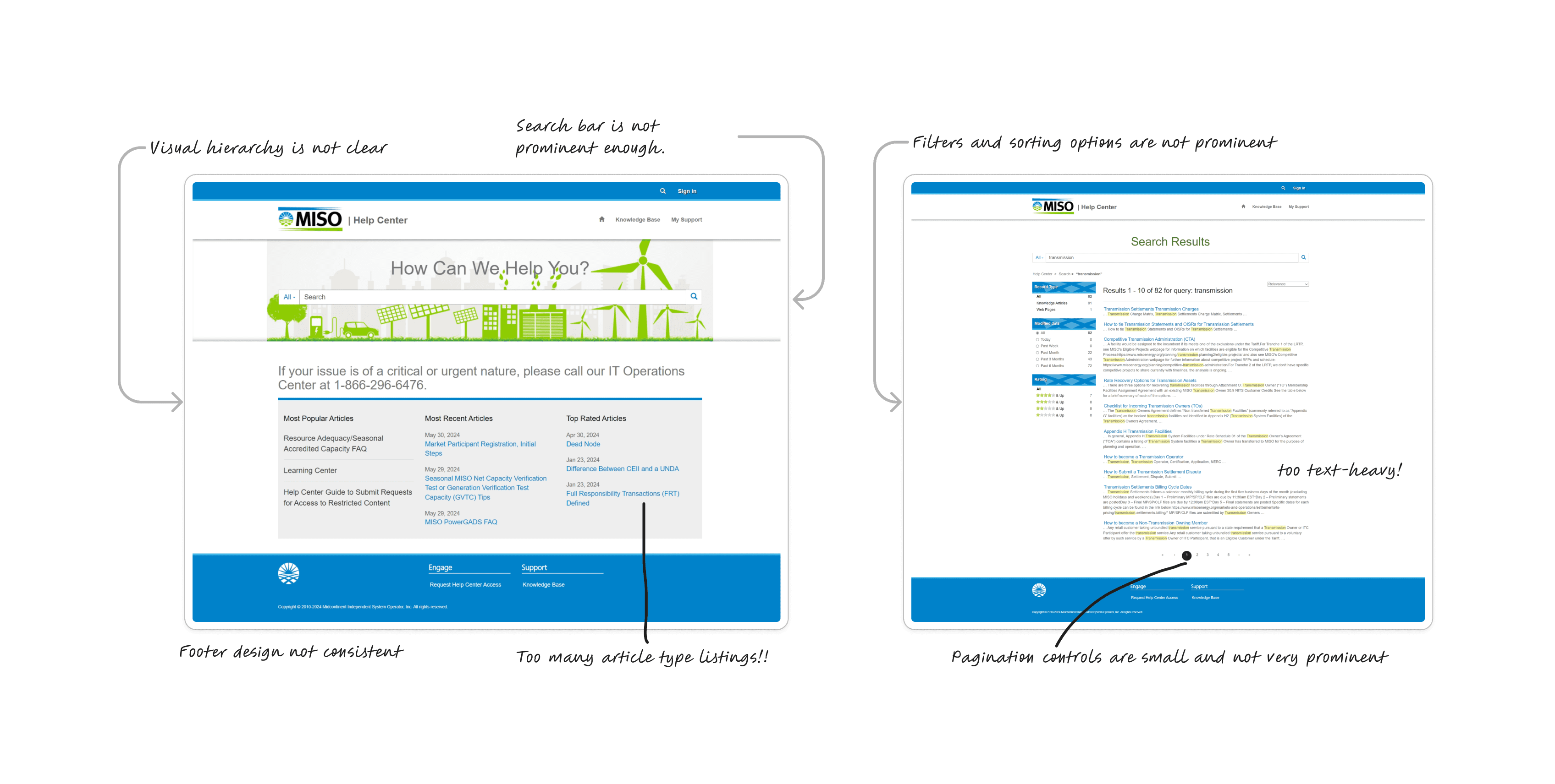 Issues in the Help Center