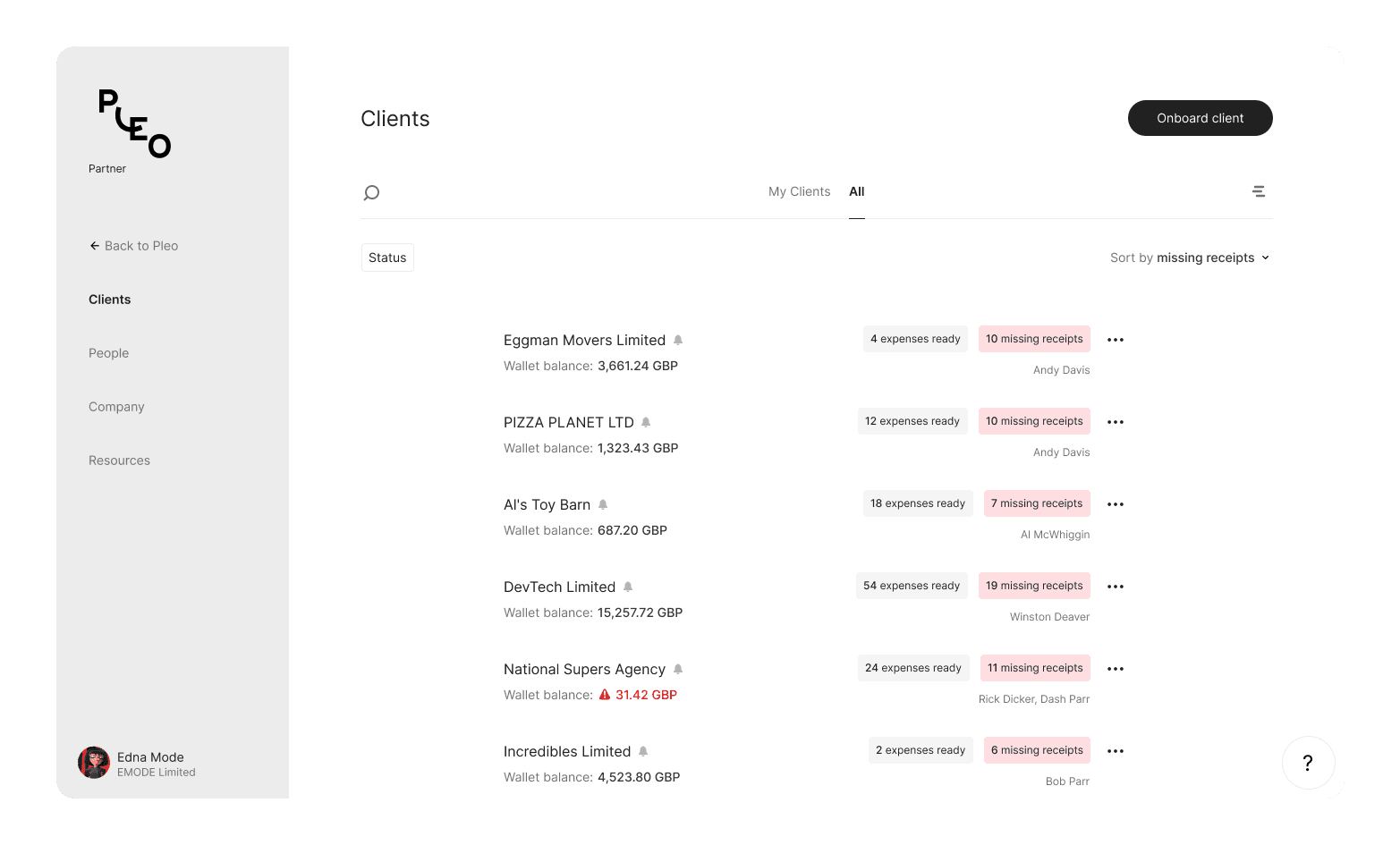 Partner portal client page 2.0